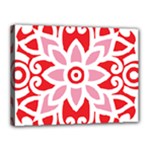 A Red And White Pattern With A Flower On It Canvas 16  x 12  (Stretched)