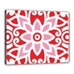 A Red And White Pattern With A Flower On It Canvas 20  x 16  (Stretched)