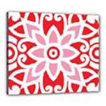 A Red And White Pattern With A Flower On It Canvas 24  x 20  (Stretched)