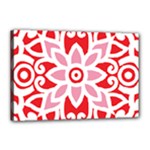 A Red And White Pattern With A Flower On It Canvas 18  x 12  (Stretched)