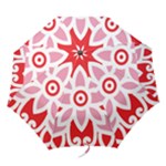 A Red And White Pattern With A Flower On It Folding Umbrellas