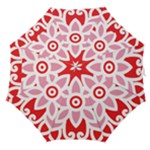 A Red And White Pattern With A Flower On It Straight Umbrellas