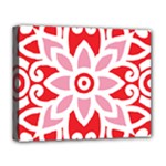 A Red And White Pattern With A Flower On It Deluxe Canvas 20  x 16  (Stretched)