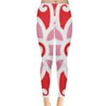 A Red And White Pattern With A Flower On It Everyday Leggings 