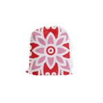 A Red And White Pattern With A Flower On It Drawstring Pouch (Small)