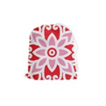 A Red And White Pattern With A Flower On It Drawstring Pouch (Medium)