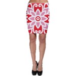 A Red And White Pattern With A Flower On It Bodycon Skirt