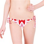 A Red And White Pattern With A Flower On It Bikini Bottoms