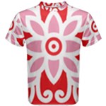 A Red And White Pattern With A Flower On It Men s Cotton T-Shirt