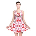 A Red And White Pattern With A Flower On It Reversible Skater Dress