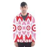 A Red And White Pattern With A Flower On It Men s Hooded Windbreaker