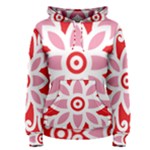 A Red And White Pattern With A Flower On It Women s Pullover Hoodie