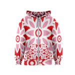 A Red And White Pattern With A Flower On It Kids  Zipper Hoodie