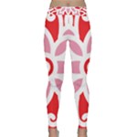 A Red And White Pattern With A Flower On It Classic Yoga Leggings