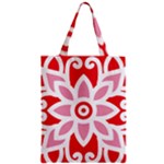 A Red And White Pattern With A Flower On It Zipper Classic Tote Bag