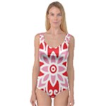 A Red And White Pattern With A Flower On It Princess Tank Leotard 