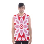 A Red And White Pattern With A Flower On It Men s Basketball Tank Top