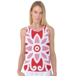 A Red And White Pattern With A Flower On It Women s Basketball Tank Top