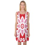 A Red And White Pattern With A Flower On It Sleeveless Satin Nightdress