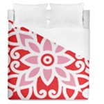 A Red And White Pattern With A Flower On It Duvet Cover (Queen Size)