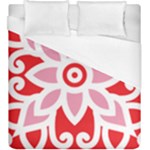 A Red And White Pattern With A Flower On It Duvet Cover (King Size)