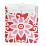 A Red And White Pattern With A Flower On It Duvet Cover Double Side (Full/ Double Size)