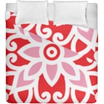 A Red And White Pattern With A Flower On It Duvet Cover Double Side (King Size)