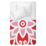 A Red And White Pattern With A Flower On It Duvet Cover (Single Size)