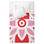 A Red And White Pattern With A Flower On It Duvet Cover Double Side (Single Size)