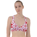 A Red And White Pattern With A Flower On It Sweetheart Sports Bra