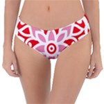 A Red And White Pattern With A Flower On It Reversible Classic Bikini Bottoms