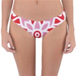 A Red And White Pattern With A Flower On It Reversible Hipster Bikini Bottoms