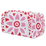 A Red And White Pattern With A Flower On It Toiletries Pouch