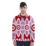 A Red And White Pattern With A Flower On It Men s Windbreaker