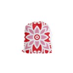 A Red And White Pattern With A Flower On It Drawstring Pouch (XS)