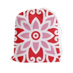 A Red And White Pattern With A Flower On It Drawstring Pouch (2XL)