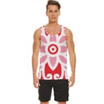 A Red And White Pattern With A Flower On It Men s Wide Collar Tank Top