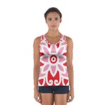 A Red And White Pattern With A Flower On It Sport Tank Top 