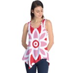 A Red And White Pattern With A Flower On It Sleeveless Tunic