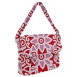 A Red And White Pattern With A Flower On It Buckle Messenger Bag