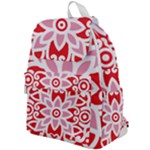 A Red And White Pattern With A Flower On It Top Flap Backpack