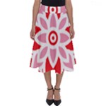 A Red And White Pattern With A Flower On It Perfect Length Midi Skirt