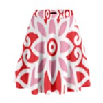 A Red And White Pattern With A Flower On It High Waist Skirt