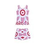 A Red And White Pattern With A Flower On It Kids  Boyleg Swimsuit