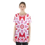 A Red And White Pattern With A Flower On It Skirt Hem Sports Top