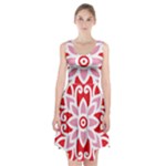 A Red And White Pattern With A Flower On It Racerback Midi Dress