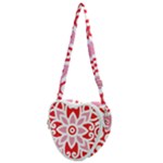 A Red And White Pattern With A Flower On It Heart Shoulder Bag