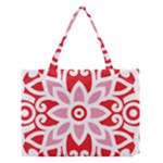 A Red And White Pattern With A Flower On It Medium Tote Bag