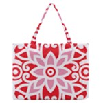 A Red And White Pattern With A Flower On It Zipper Medium Tote Bag