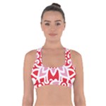 A Red And White Pattern With A Flower On It Cross Back Sports Bra